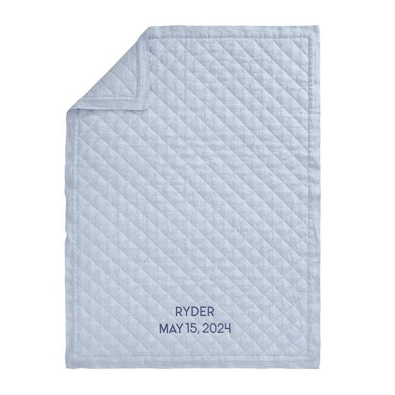 Pottery Barn Kids European Linen Baby Quilt Chambray Blue image number 0